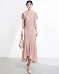 Asymmetric Ruffled Plisse Skirt