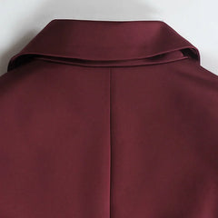 Women's Luxe Burgundy Blazer with White Sash