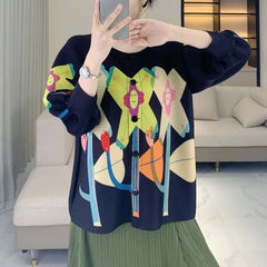Elegant Plissé 3/4 Sleeve Cardigan