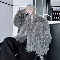 Men's Cozy Faux Fur Coat – Warm Luxury Streetwear