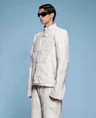 Men's Vegan Leather Ribbed Jacket