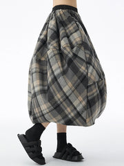 Luxury Plaid Wool-Blend Skirt