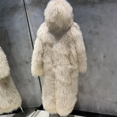 Custom-Made Lamb Fur Hooded Coat