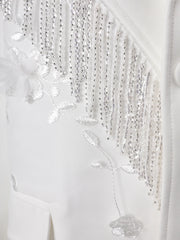 Floral Appliqué Beaded Blazer