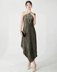 One-Shoulder Pleated Dress