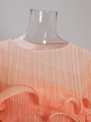 Ombre Pleated Ruffle Long Dress