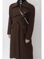 Men's Rich Brown Designer Wool Trench Coat