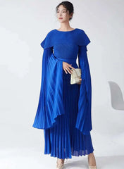 Elegant Formal Pleated Blouse & Skirt