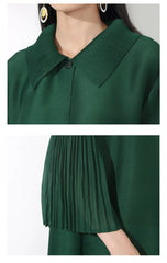 Plissé Flared Sleeve Maxi Dress