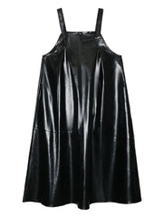 HEYFANCYSTYLE Black Oversized Faux Leather Dress