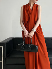 Minimalist Draped Sleeveless Dress