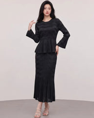 Elegant Plissé Peplum Skirt Set