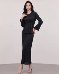 Elegant Plissé Peplum Skirt Set