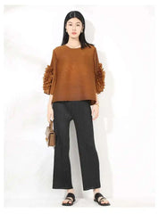 Truly Pleated Ruffle Sleeve Top