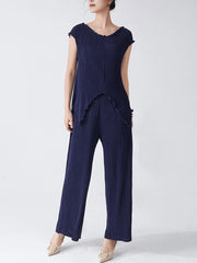 Japanese Pleated Tank & Pants Set - Truly Luxe