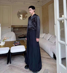 Men's Pleated Wide Leg Trousers
