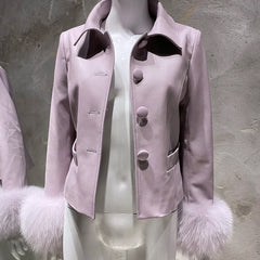 Couture Lambskin Leather Sheepskin Blazer