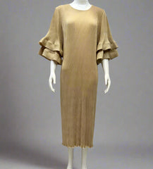 Luxury Pleats Ruffle Sleeves Maxi Dress