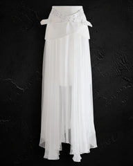 Luxury Buckle Tulle Long Skirt
