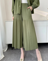 Luxury Pleated Wide-Leg Culottes