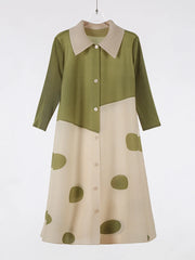 Luxury Japanese Pleated Polka Dot Blouse Dress