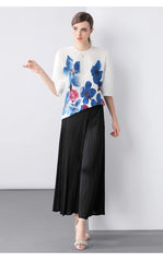 Luxury Pleated 3/4 Sleeve Blouse
