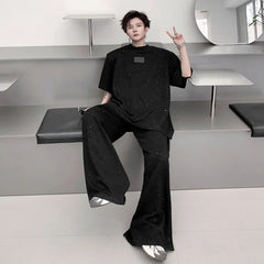 Men's Oversized Sequin Shirt and Wide-Leg Pants Set