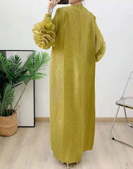 Truly Pleated Ruffle Sleeve Dress
