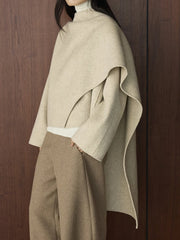 Wool-Blend Draped Cape Coat