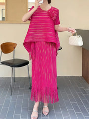 Luxury Modest Pleated Relaxed Skirt Set