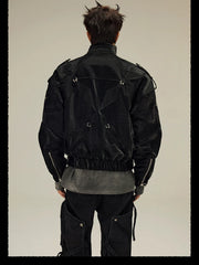 Men's Black Crocodile Faux Leather Jacket | Luxury Streetwear