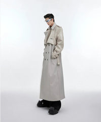 Men's Oversized Faux Leather Belted Trench Coat