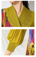 Elegant Micro-Pleated Wrap Dress