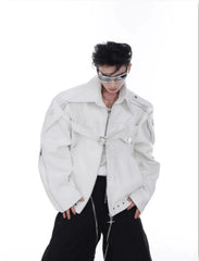 Men's Oversized-Fit Faux Leather Bomber Jacket