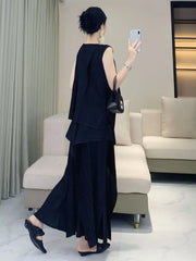 Pleated Plissé Tank Top & Pants Set