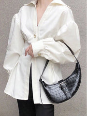 HEYFANCYSTYLE Elegant Balloon Sleeve Blouse