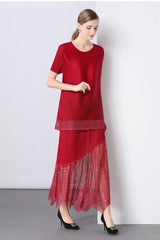 Luxury Sequin Pleated Top & Skirt