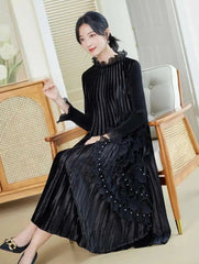 Truly Plissé Beaded Ruffle Dress