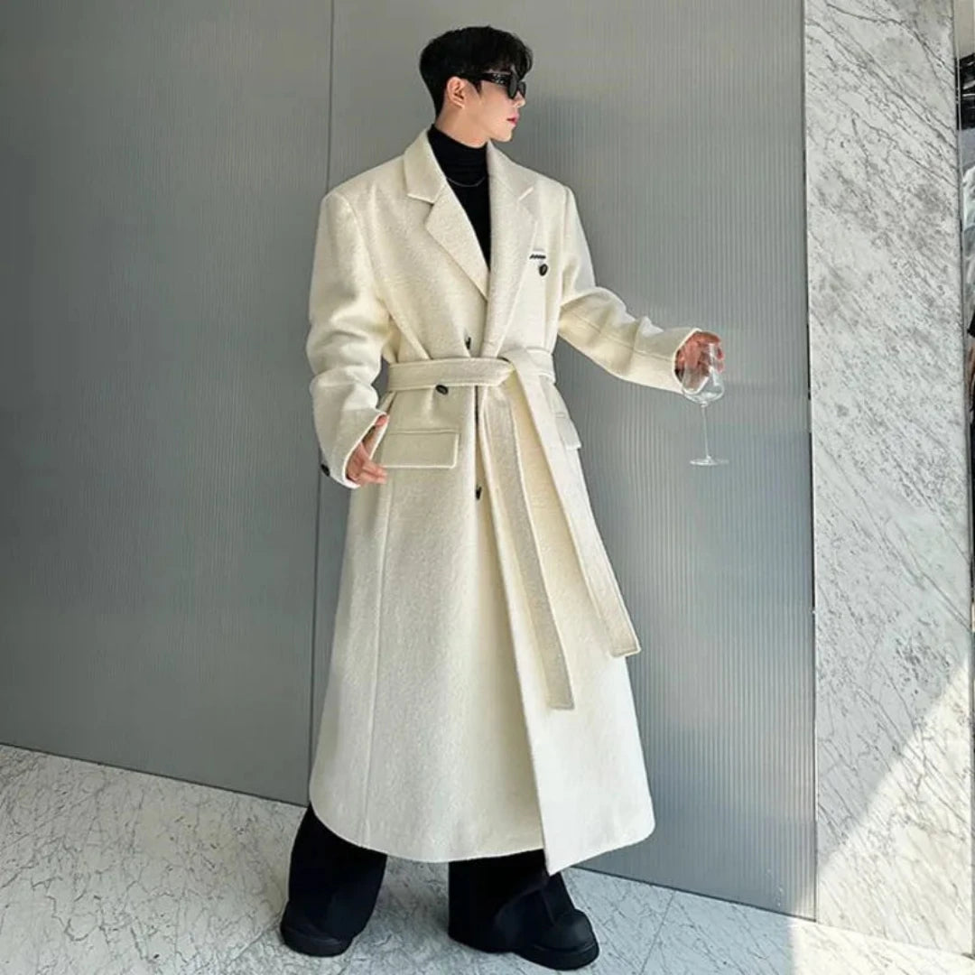 Men's Luxury Long Length Wool Trench Coat