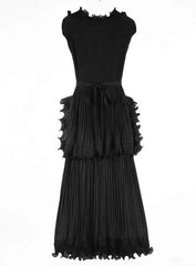 Pleated Sleeveless Ruffle Dress