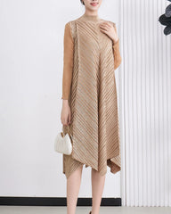 Luxury Metallic Pleats Dress