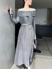 Pleated Off-Shoulder Dress