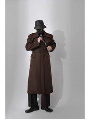 Men's Rich Brown Designer Wool Trench Coat