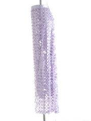 Floral Sequin Pull-On Midi Skirt