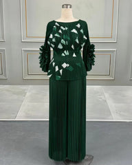 2-Piece Plissé Palazzo Set