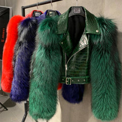Crocodile Lamb Leather & Fox Jacket