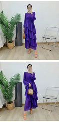 Elegant Ruffled Pleated Dress