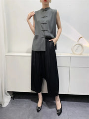 Women Pleated High Waist Wide Leg Harem Trousers