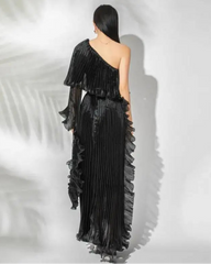 Luxury One-Shoulder Plissé Dress