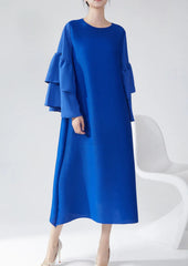 Plissé Ruffle-Sleeve Dress